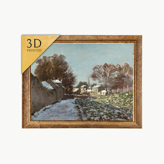 Monet Snow at Argenteuil 3D Print: Textured Impressionist Painting