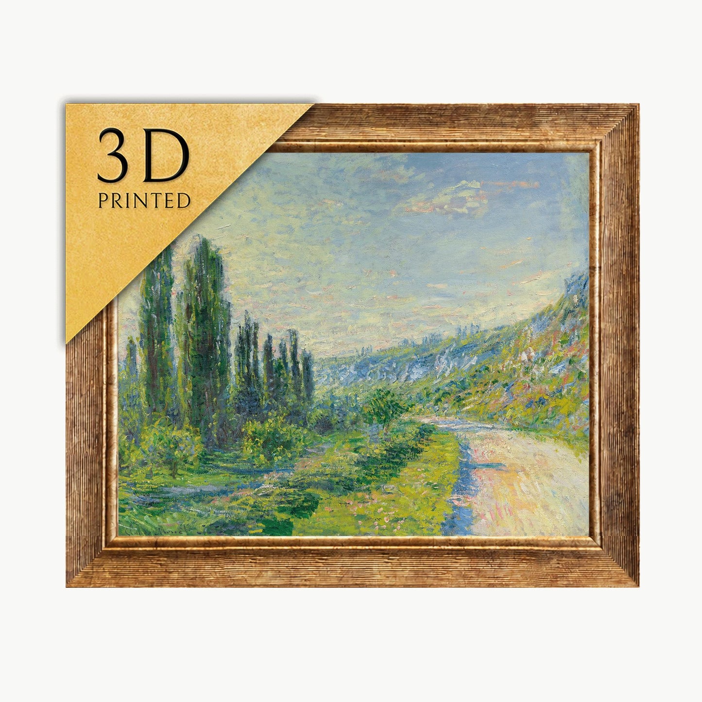 Monet's La Route De Vétheuil: 3D Textured Oil Painting Print