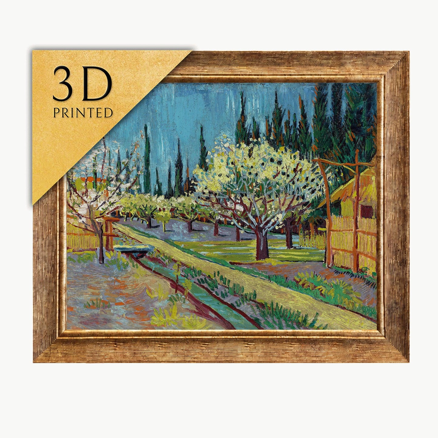 Van Gogh Orchard Print: 3D Textured Brushstrokes