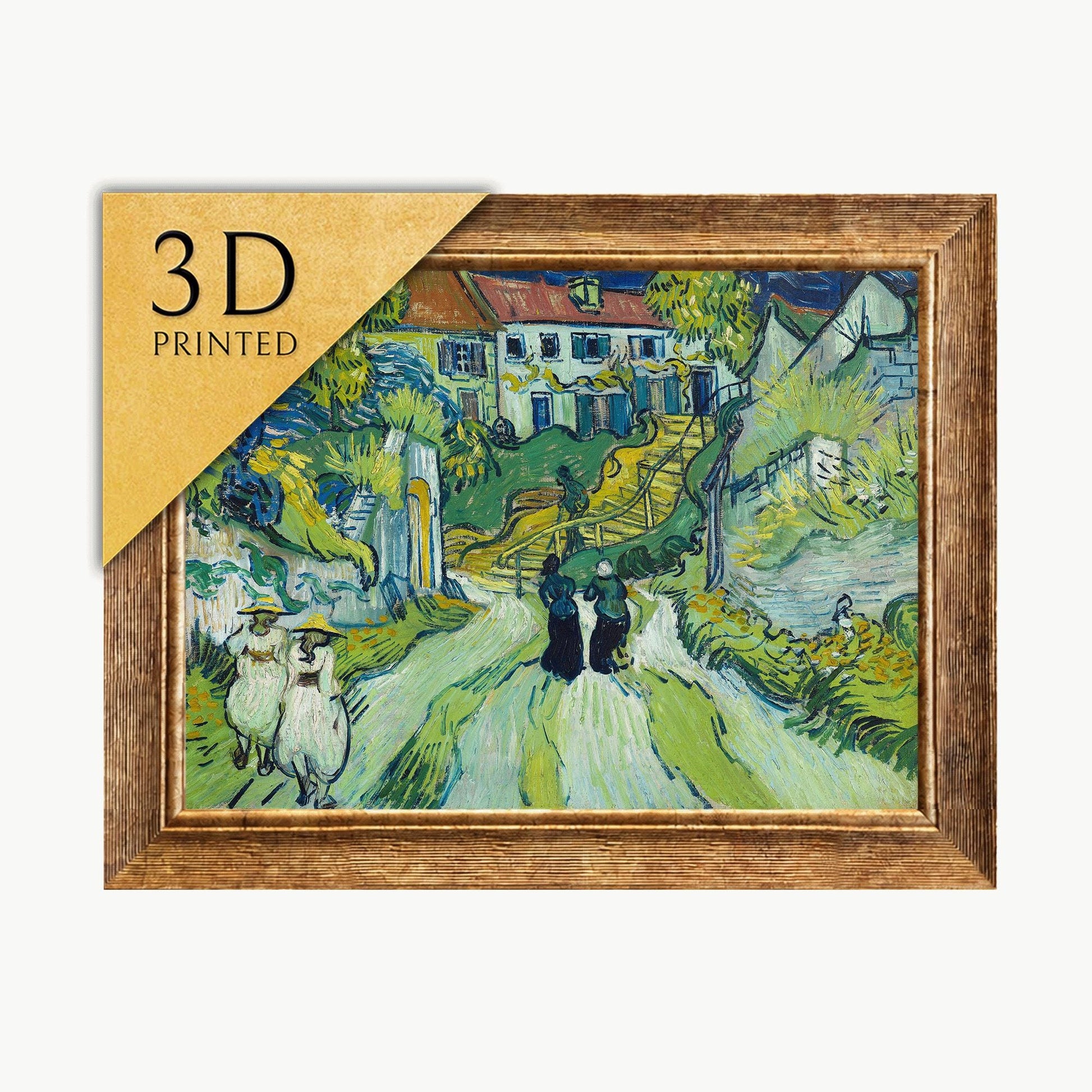Van Gogh Stairway at Auvers: 3D Textured Impressionist Print