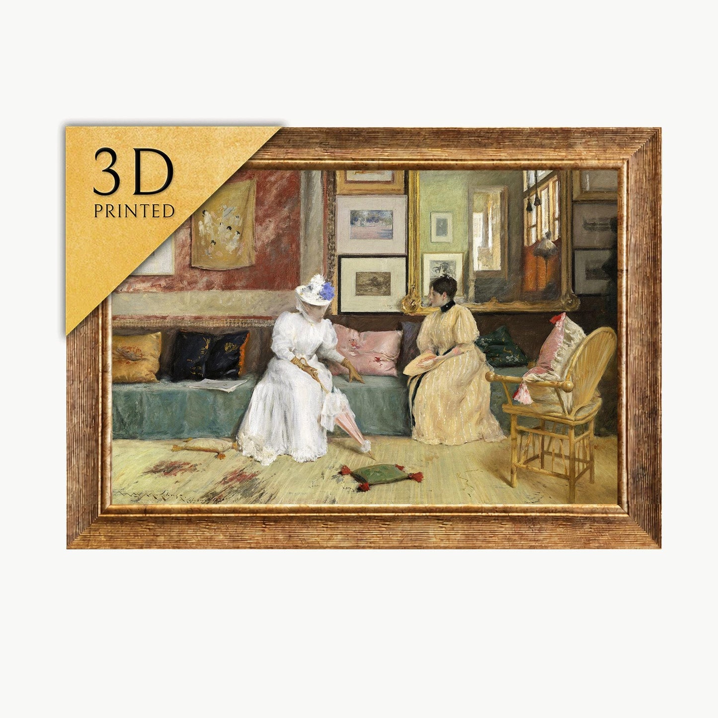 William Merritt Chase Print: A Friendly Call, 3D Textured Reproduction