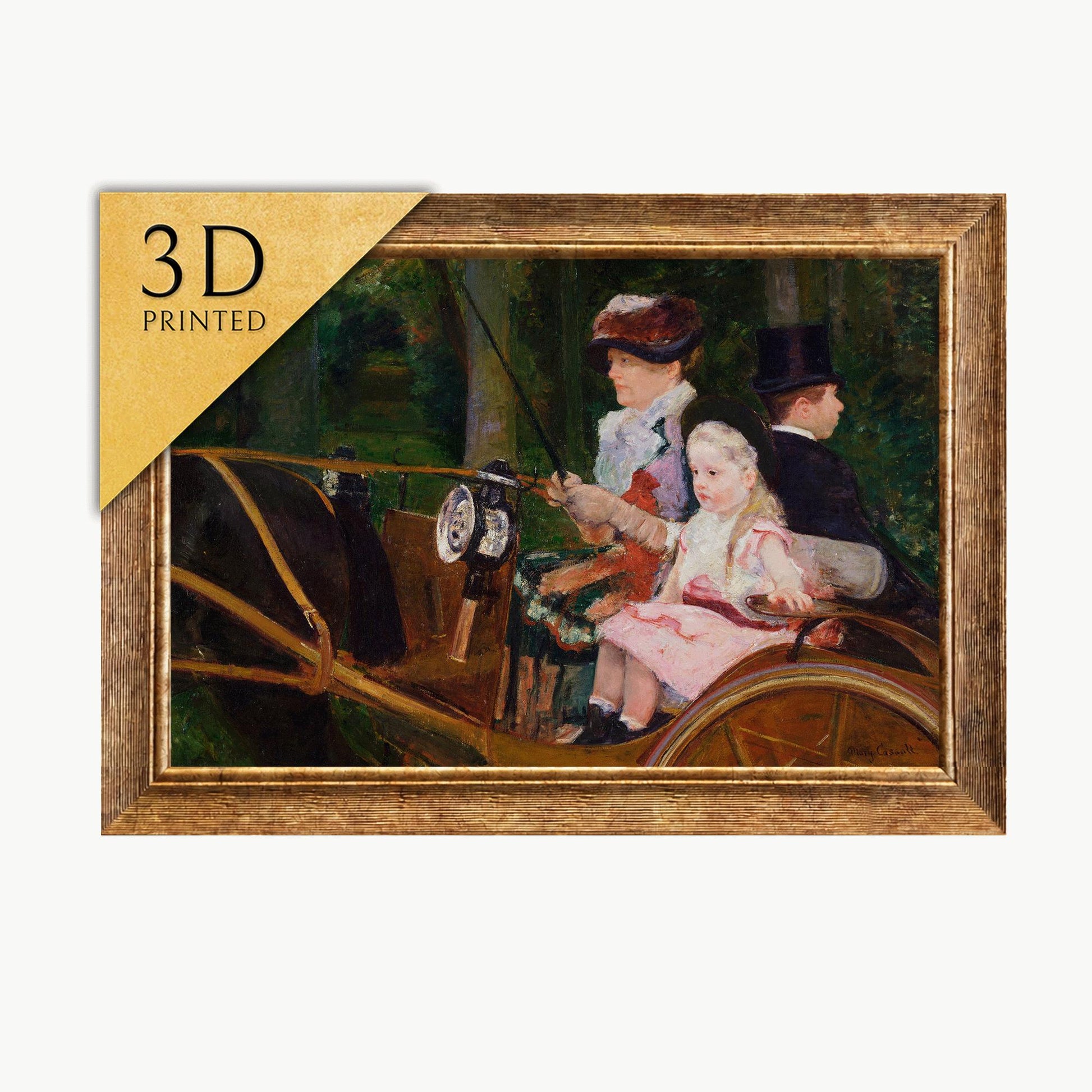 Mary Cassatt Print: Woman and Girl Driving, 3D Textured Art
