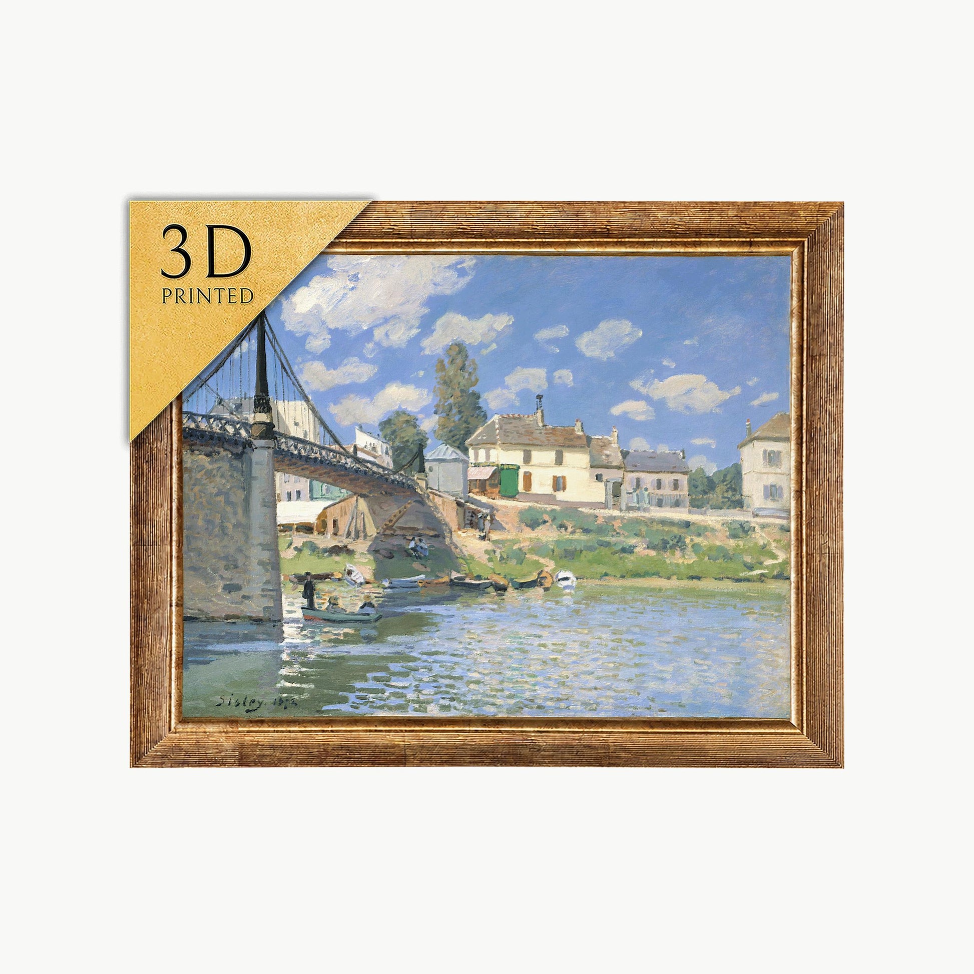 Alfred Sisley 'The Bridge' 3D Textured Print: Impressionist Painting