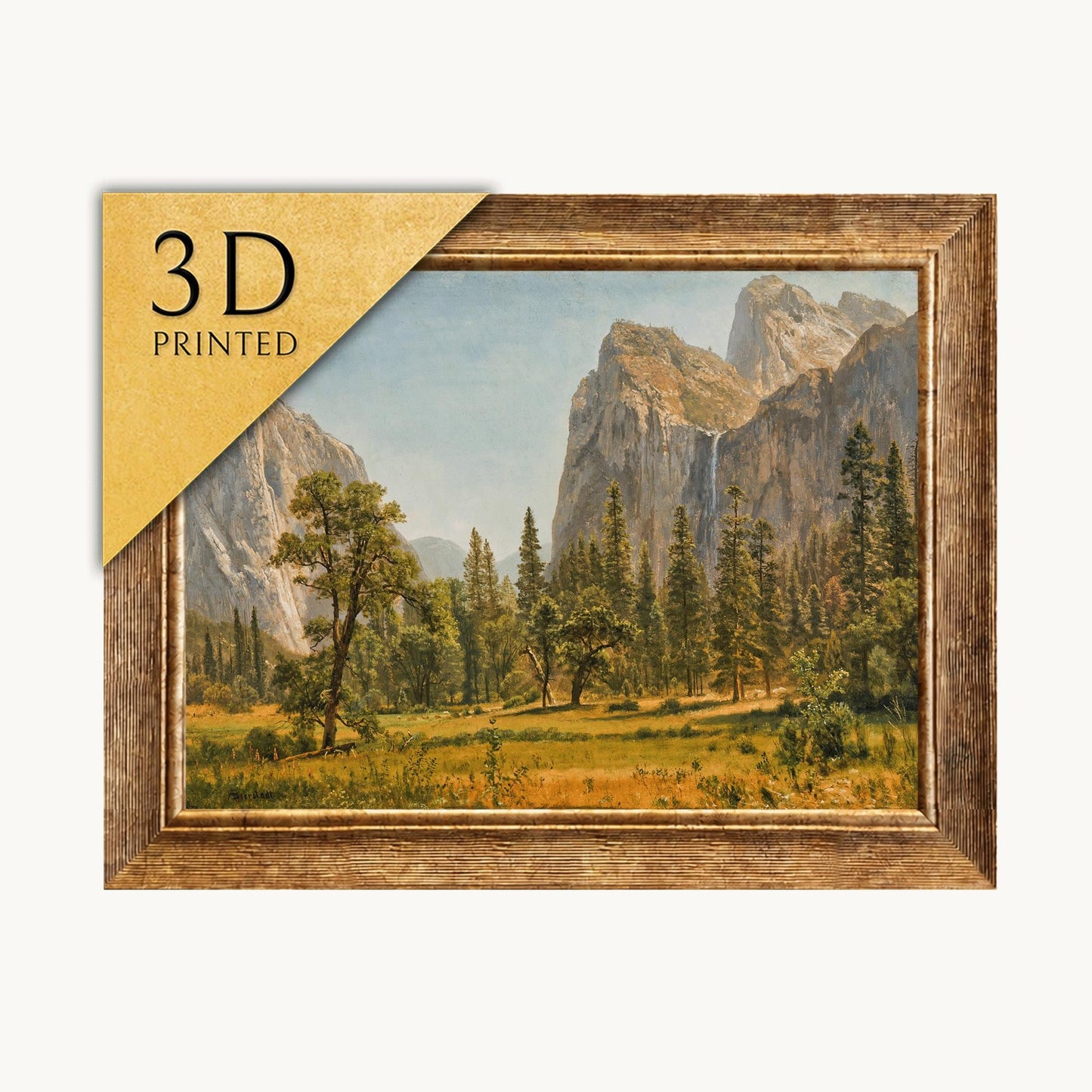 Bridal Veil Falls Yosemite: Albert Bierstadt 3D Textured Print