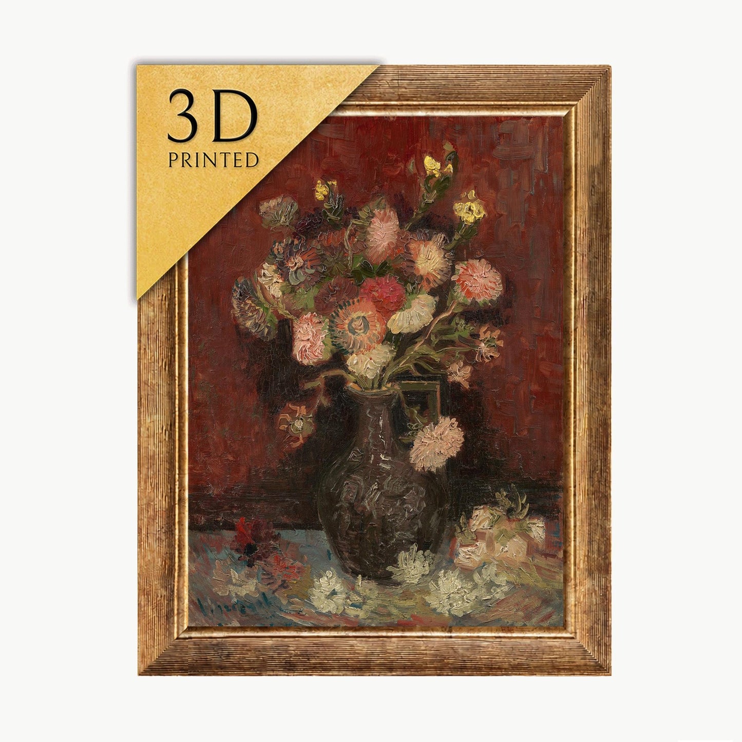 Van Gogh Asters and Gladioli Print: 3D Textured Oil Painting Reproduction