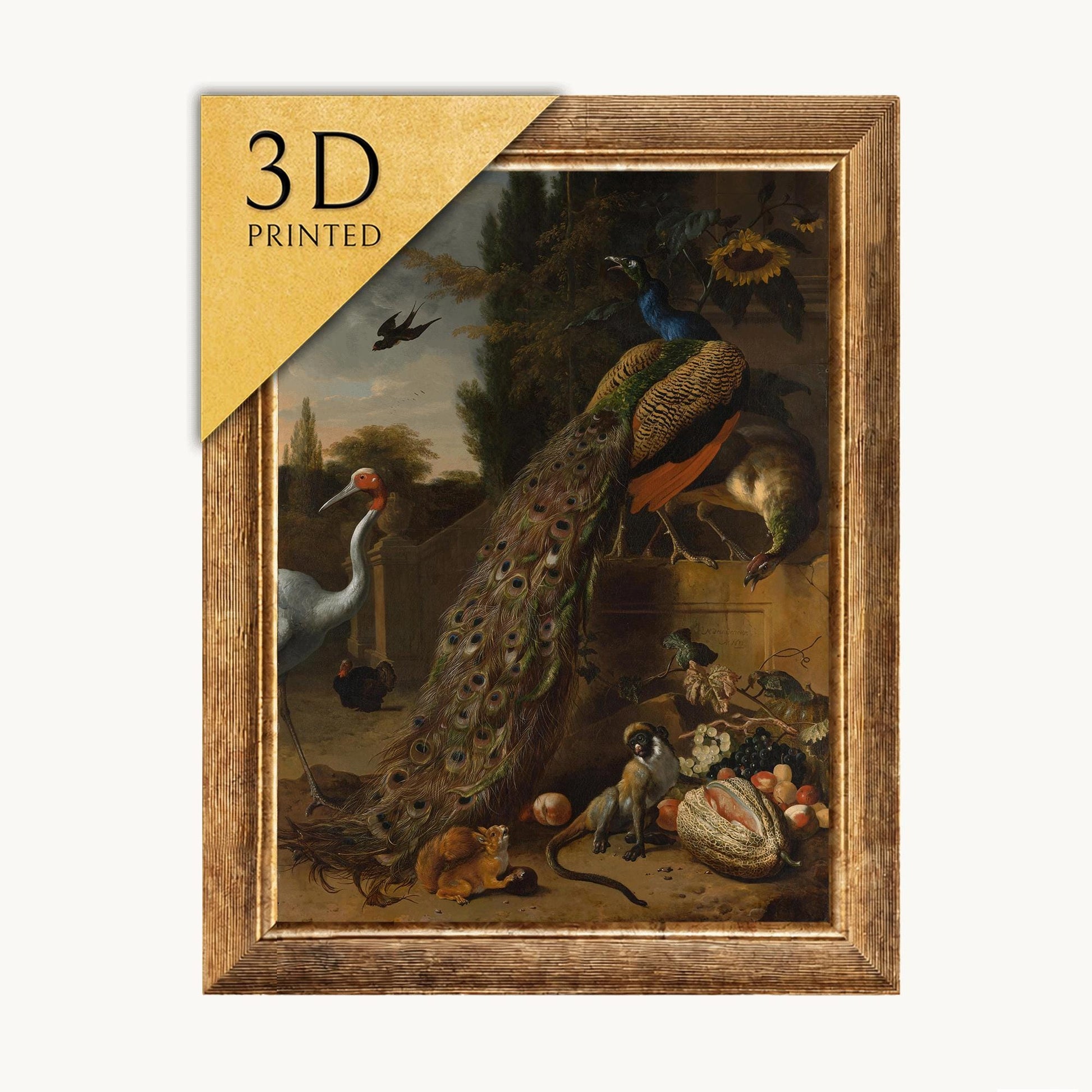 Peacocks by D'Hondecoeter: 3D Textured Oil Painting Reproduction