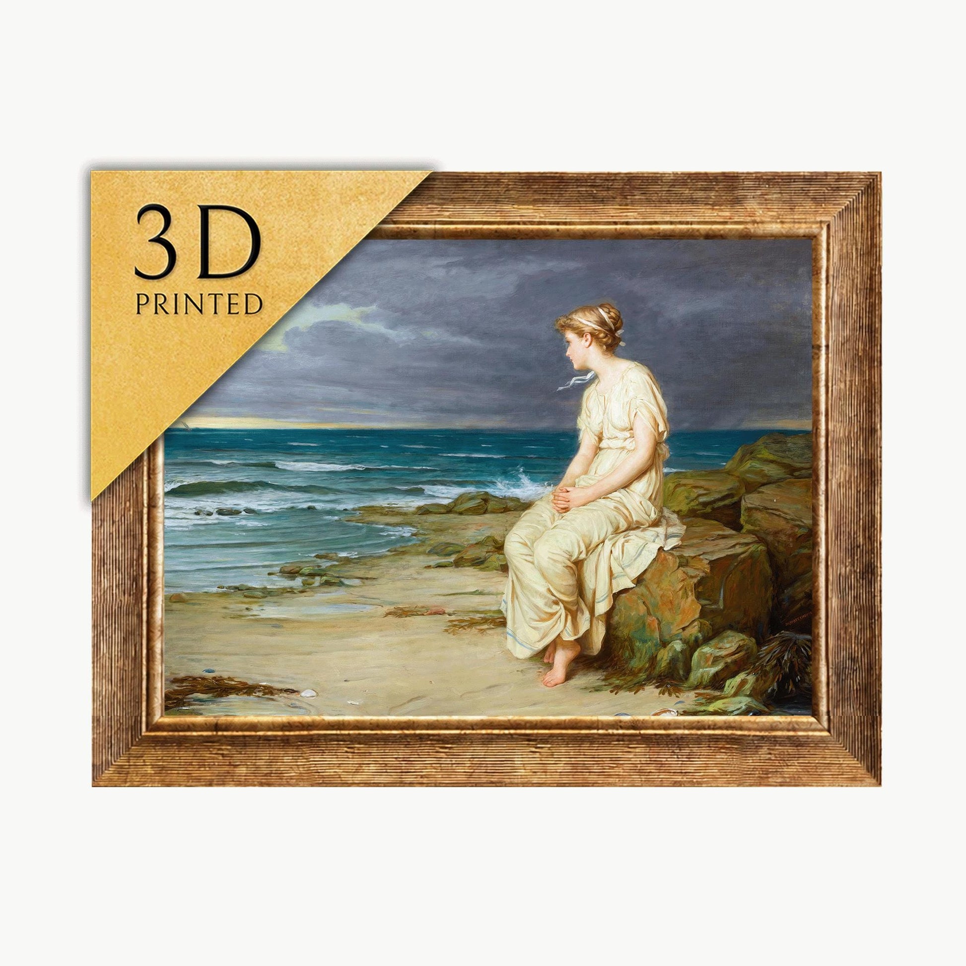 Miranda by Waterhouse: 3D Textured Print, Looks Like Original Oil Painting