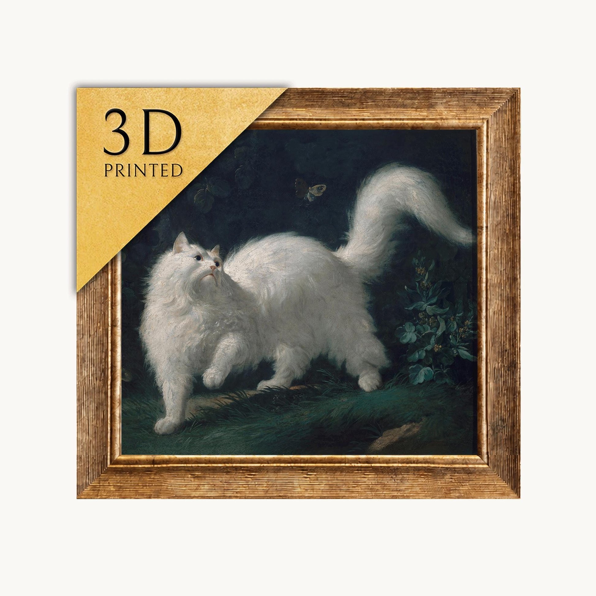 3D White Angora Cat Art Print: Jean Jacques Bachelier Painting