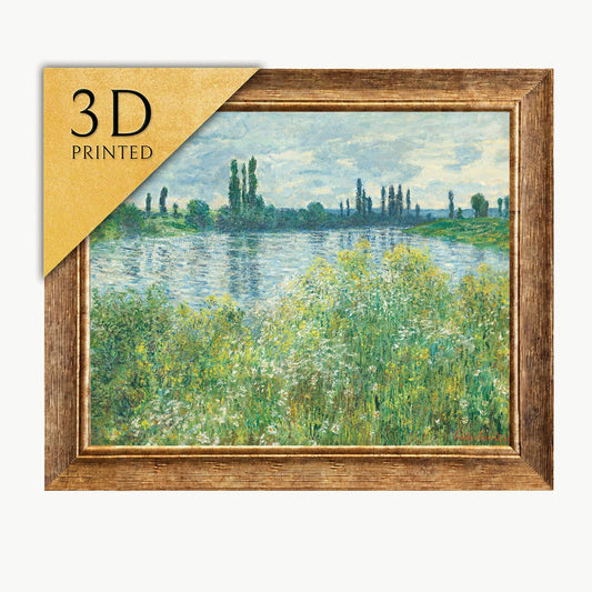 Monet - Bank of the Seine, Vétheuil - 3D Printed Textured Oil Painting