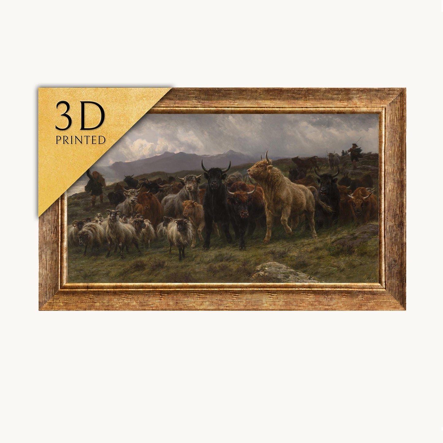 Rosa Bonheur Highland Raid 3D Print: Textured Oil Painting Replica
