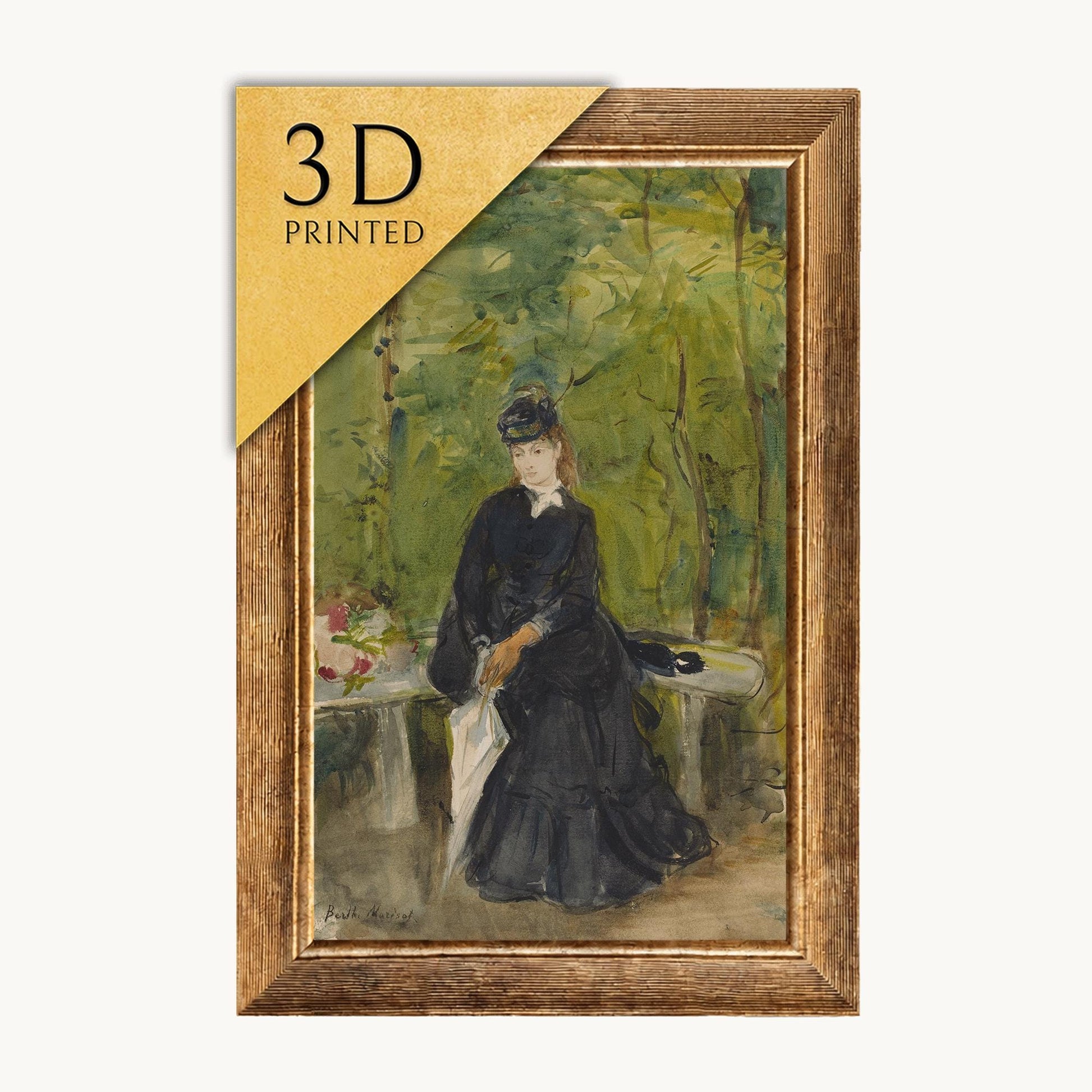 Berthe Morisot Print: Edma Seated in a Park, 3D Textured Reproduction