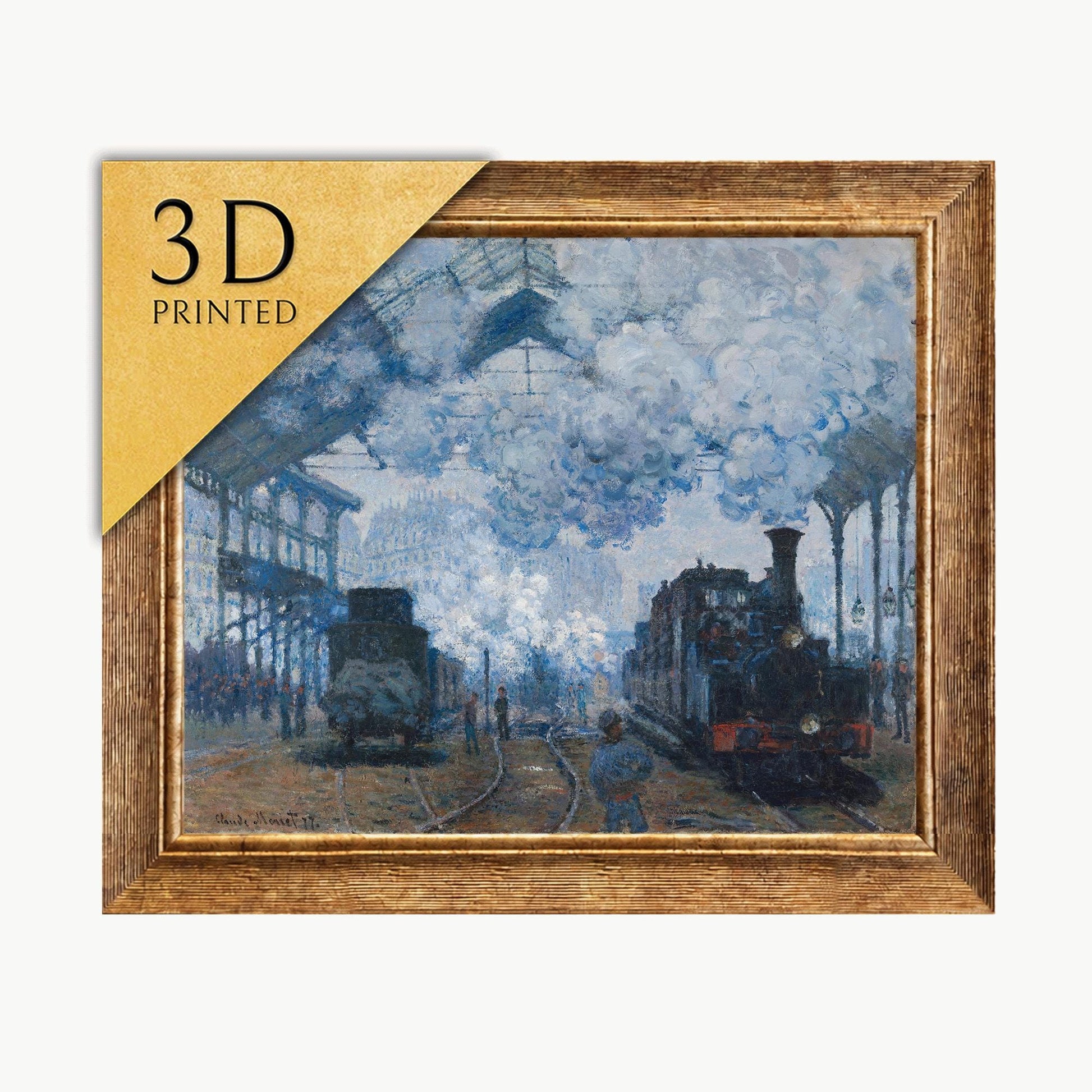Monet's Gare Saint Lazare Arrival: 3D Textured Impressionist Print