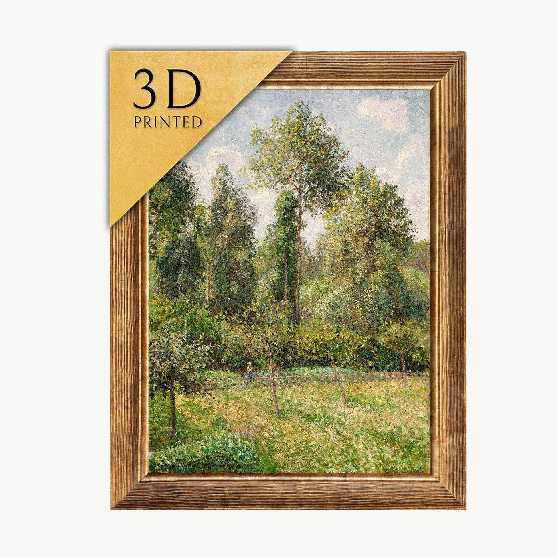 Pissarro Poplars Painting: 3D Textured Print, Eragny Landscape