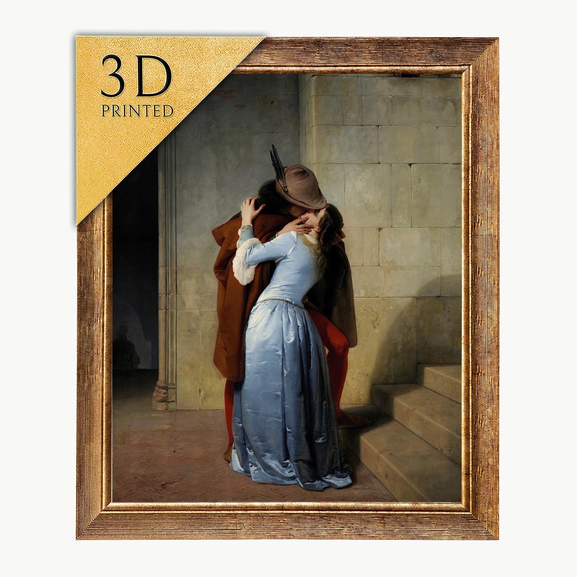 El Beso 3D Print: Francesco Hayez Textured Oil Painting Reproduction