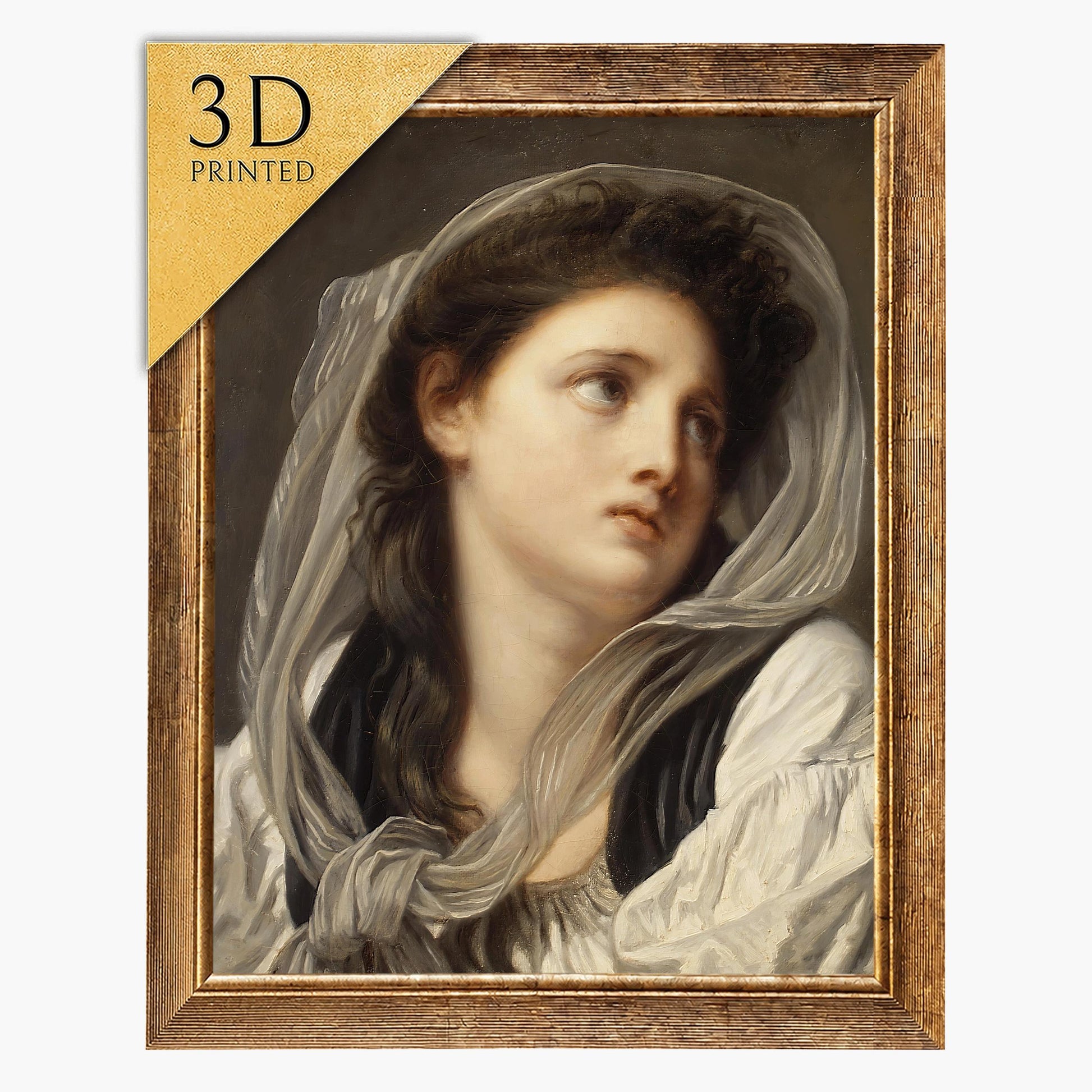 Jean Baptiste Greuze: Head of a Young Woman - 3D Printed Textured Art