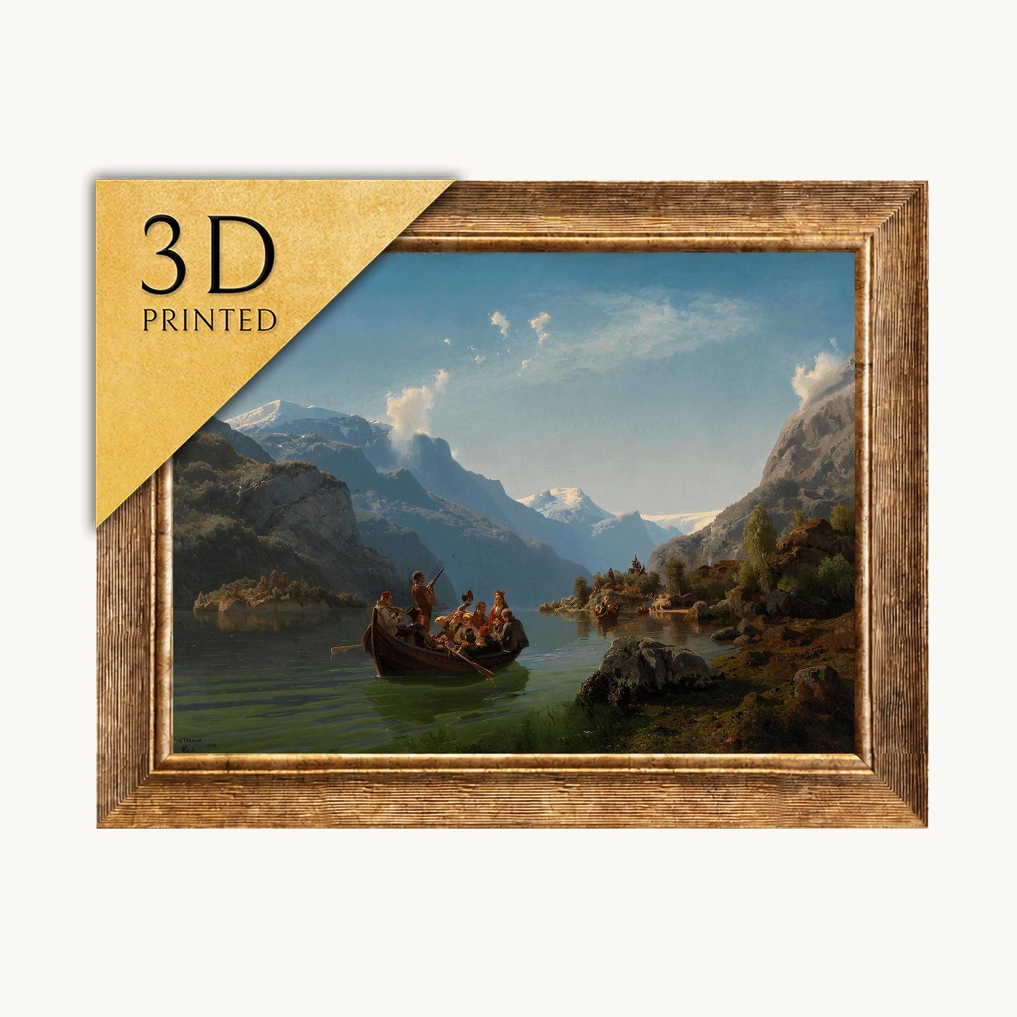 Hans Gude Hardangerfjord Landscape: 3D Textured Print