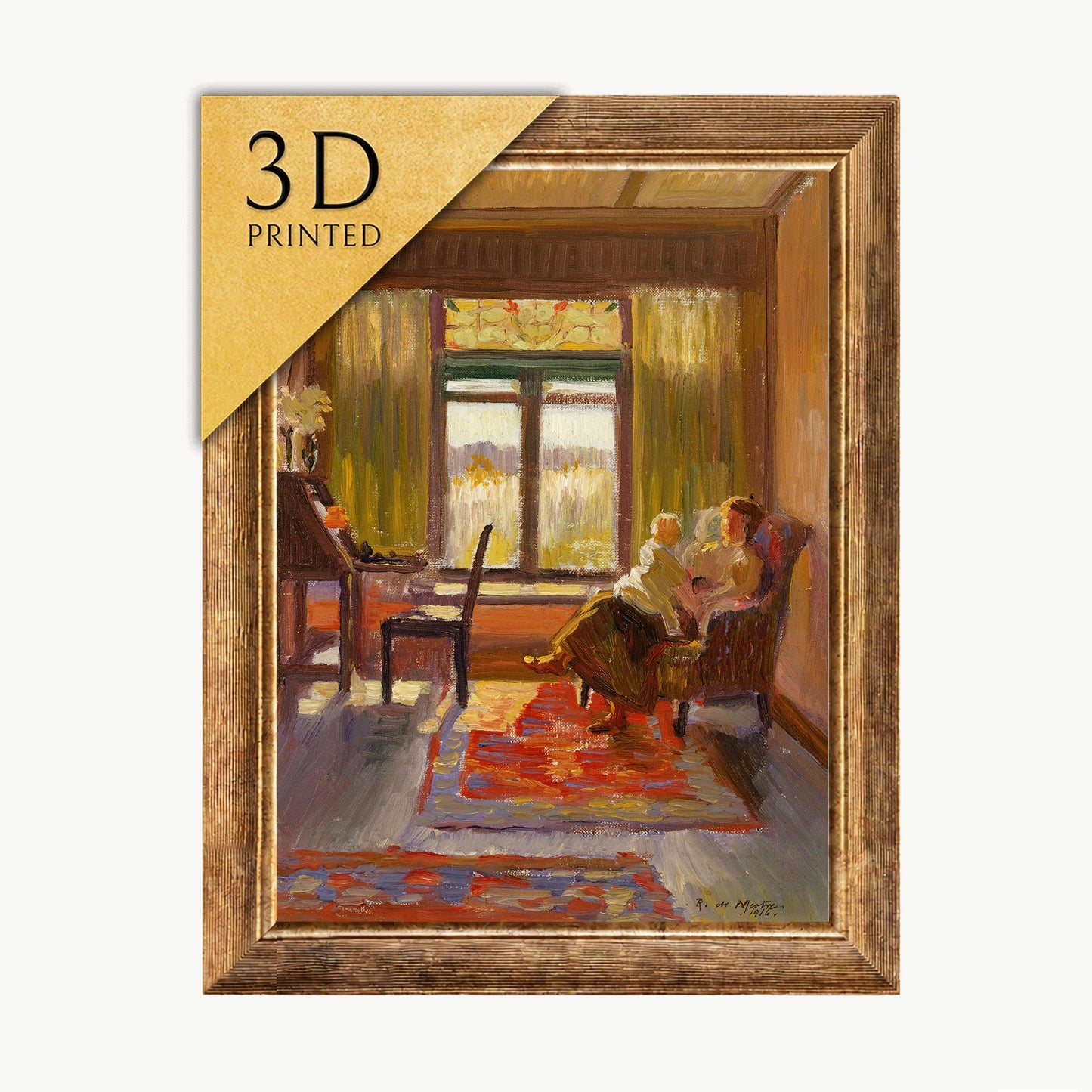 Mother's Day Gift, Interior with Mother and Child by Roy de Maistre, 3d Printed