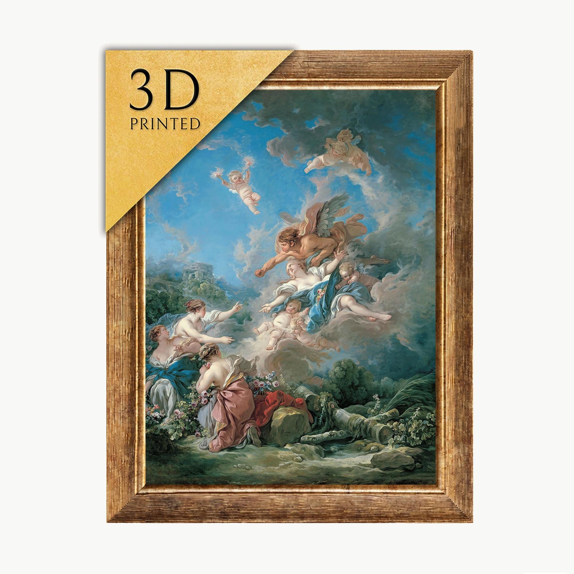 Boreas Abducting Oreithyia Print: François Boucher 3D Textured Art