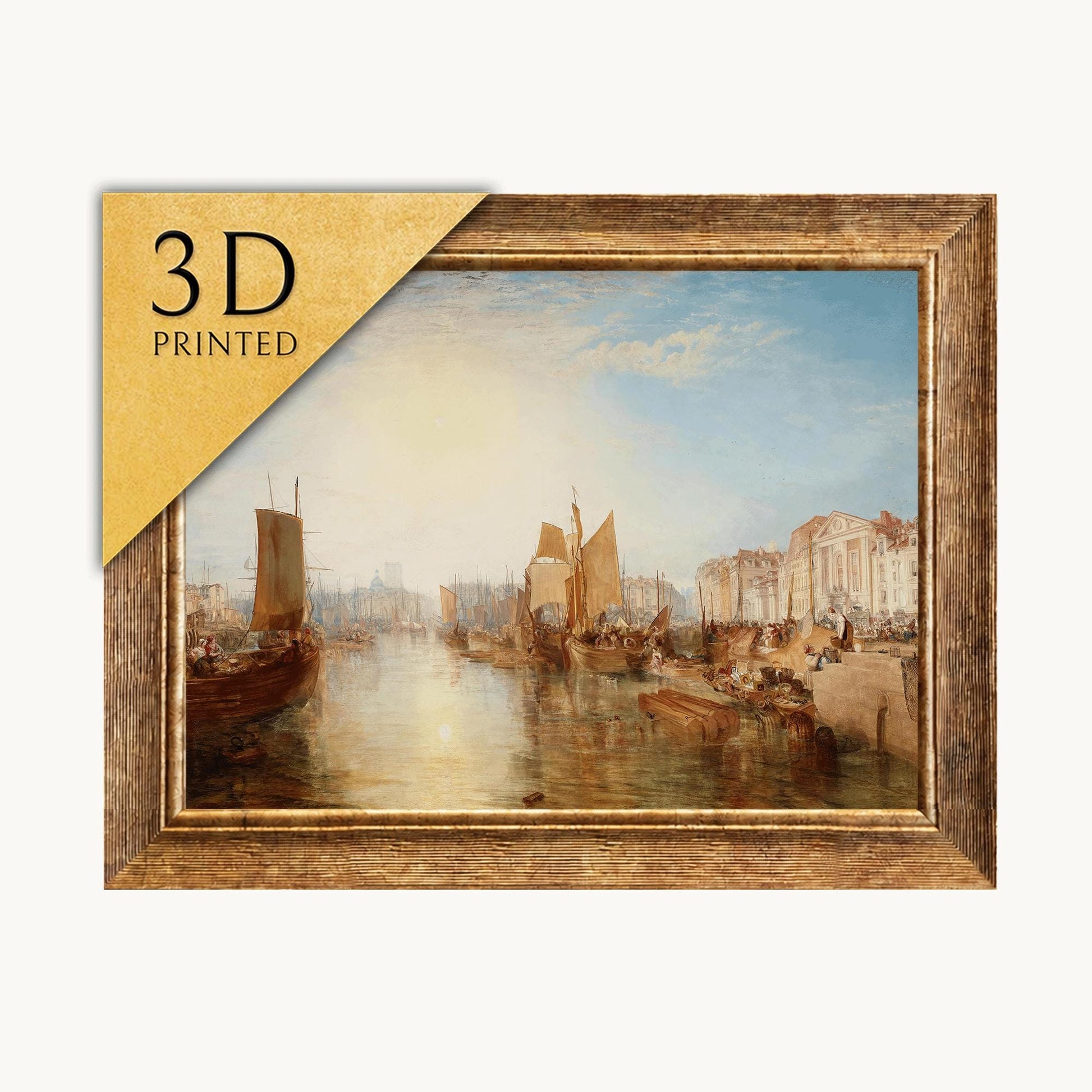 Harbor of Dieppe 3D Print: JMW Turner Textured Oil Painting Reproduction