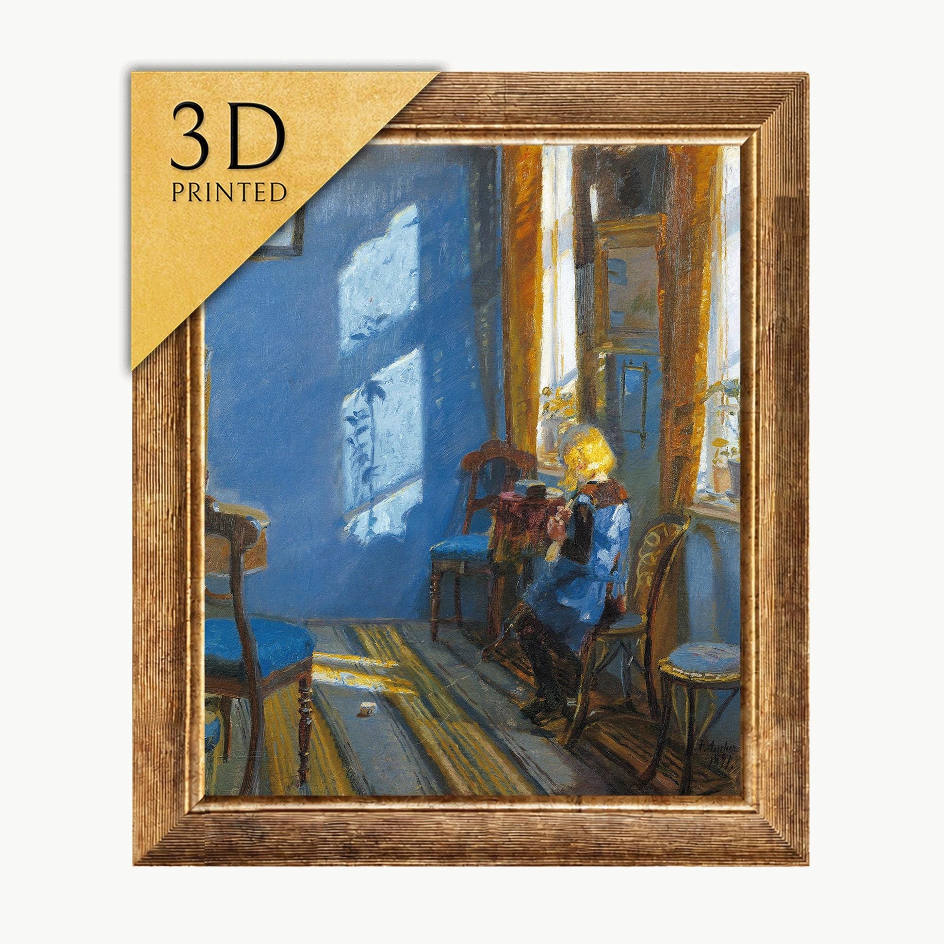 Anna Ancher - Sunlight in the Blue Room - 3D Textured Print