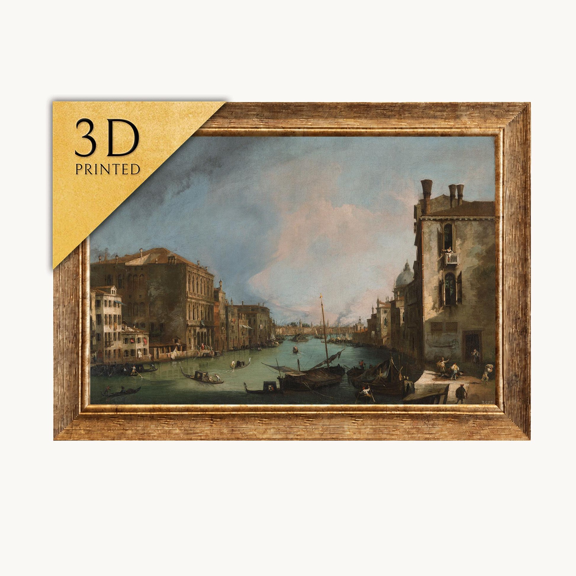 Canaletto Venice Grand Canal 3D Print: Textured Oil Painting Replica