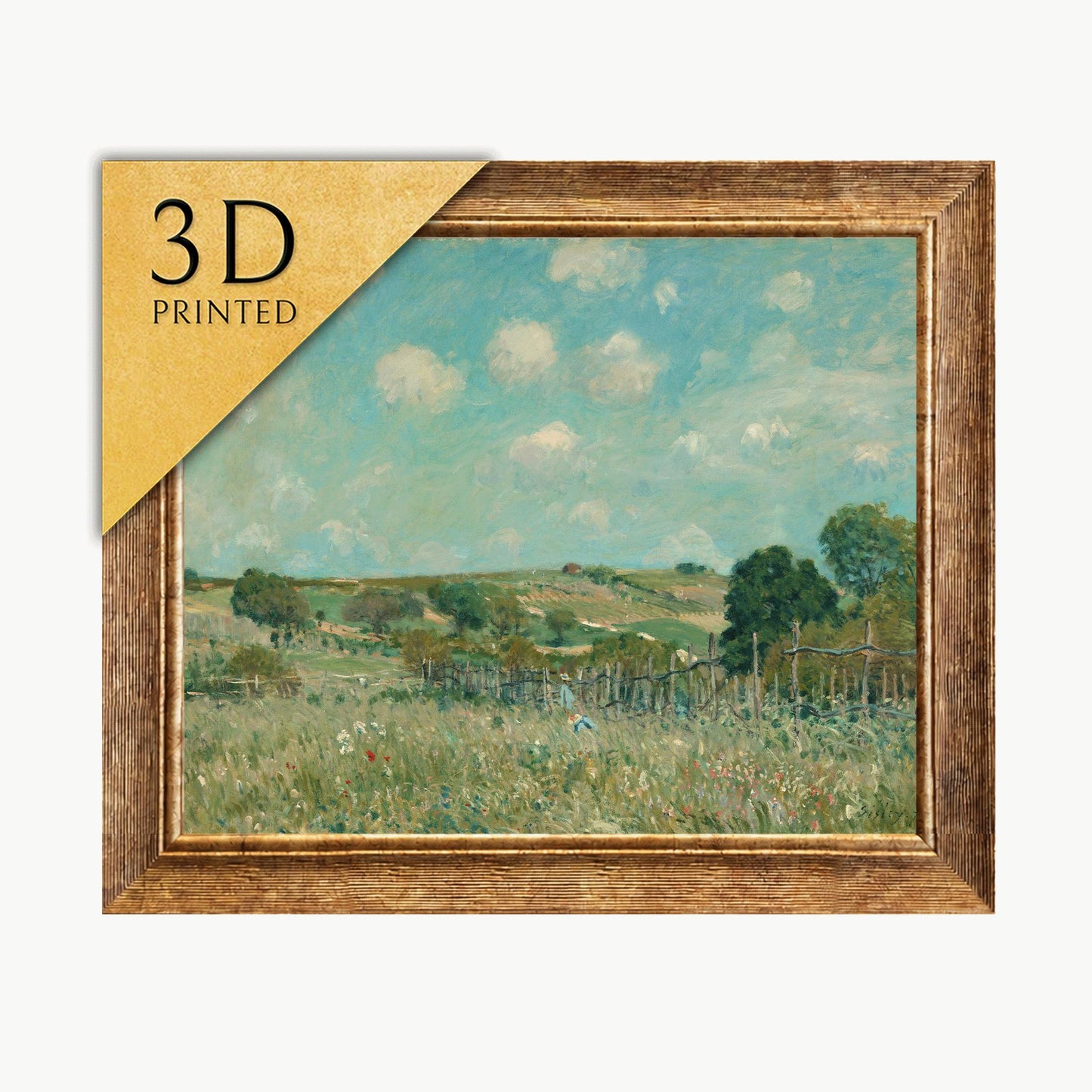 Alfred Sisley Meadow 3D Print: Textured Impressionist Art
