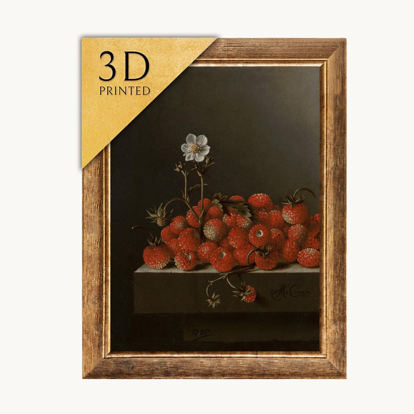 3D Still Life Print: Wild Strawberries by Adriaen Coorte