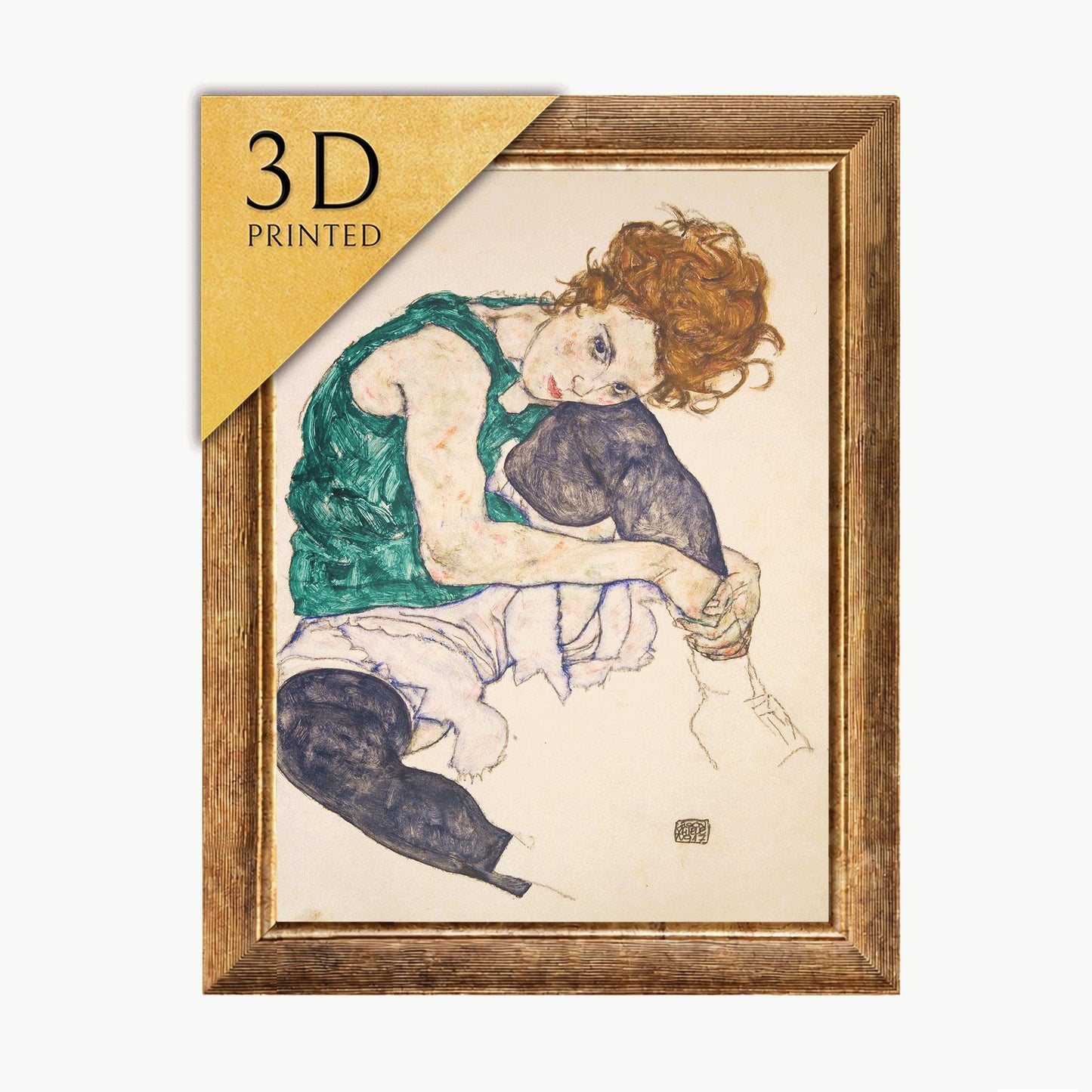 Egon Schiele Print: Seated Woman, Textured 3D Art