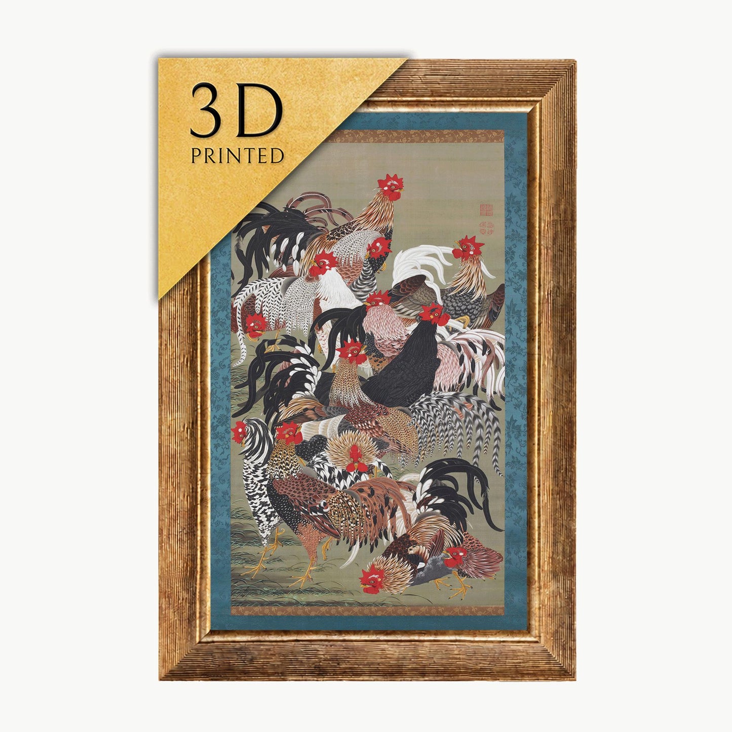 Ito Jakuchu Fowls Print: 3D Textured Oil Painting Reproduction