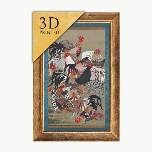 Ito Jakuchu Fowls Print: 3D Textured Oil Painting Reproduction