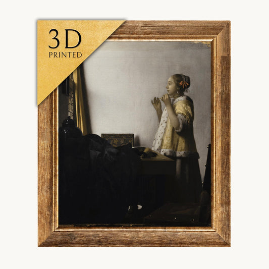 Vermeer's Young Woman with a Pearl Necklace: 3D Printed Textured Art