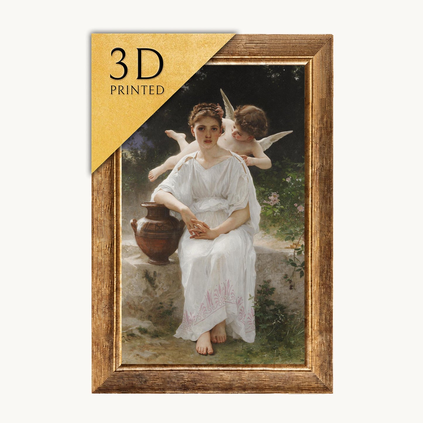 Bouguereau's Whisperings of Love: 3D Textured Art Print