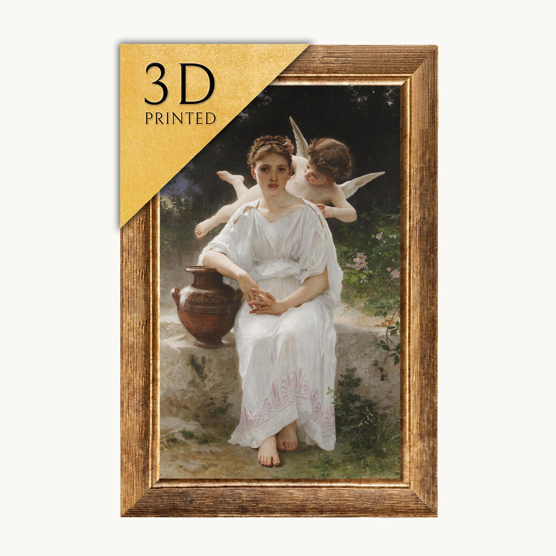 Bouguereau's Whisperings of Love: 3D Textured Art Print