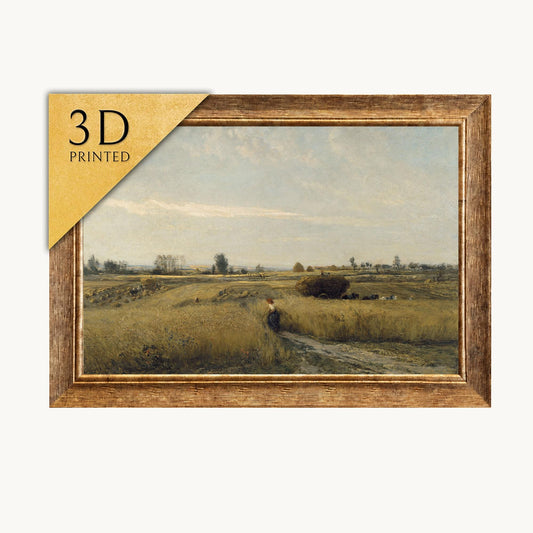Daubigny Harvest 3D Print: Textured Oil Painting Reproduction