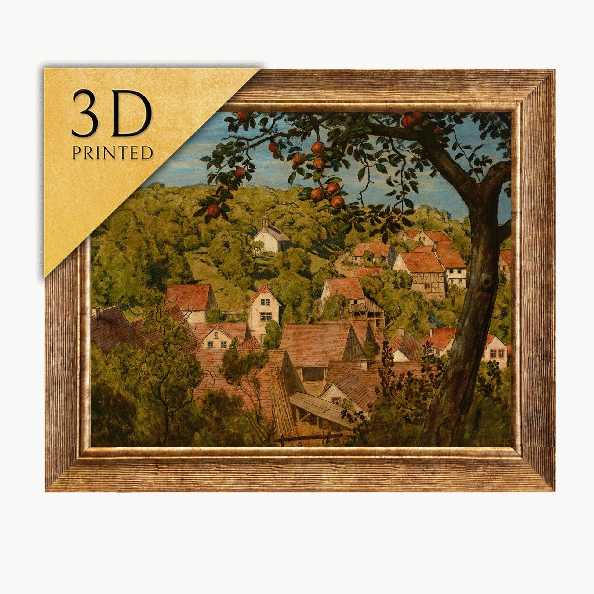Hans Thoma Painting: Blick Auf Mamolsheim, 3D Textured Print