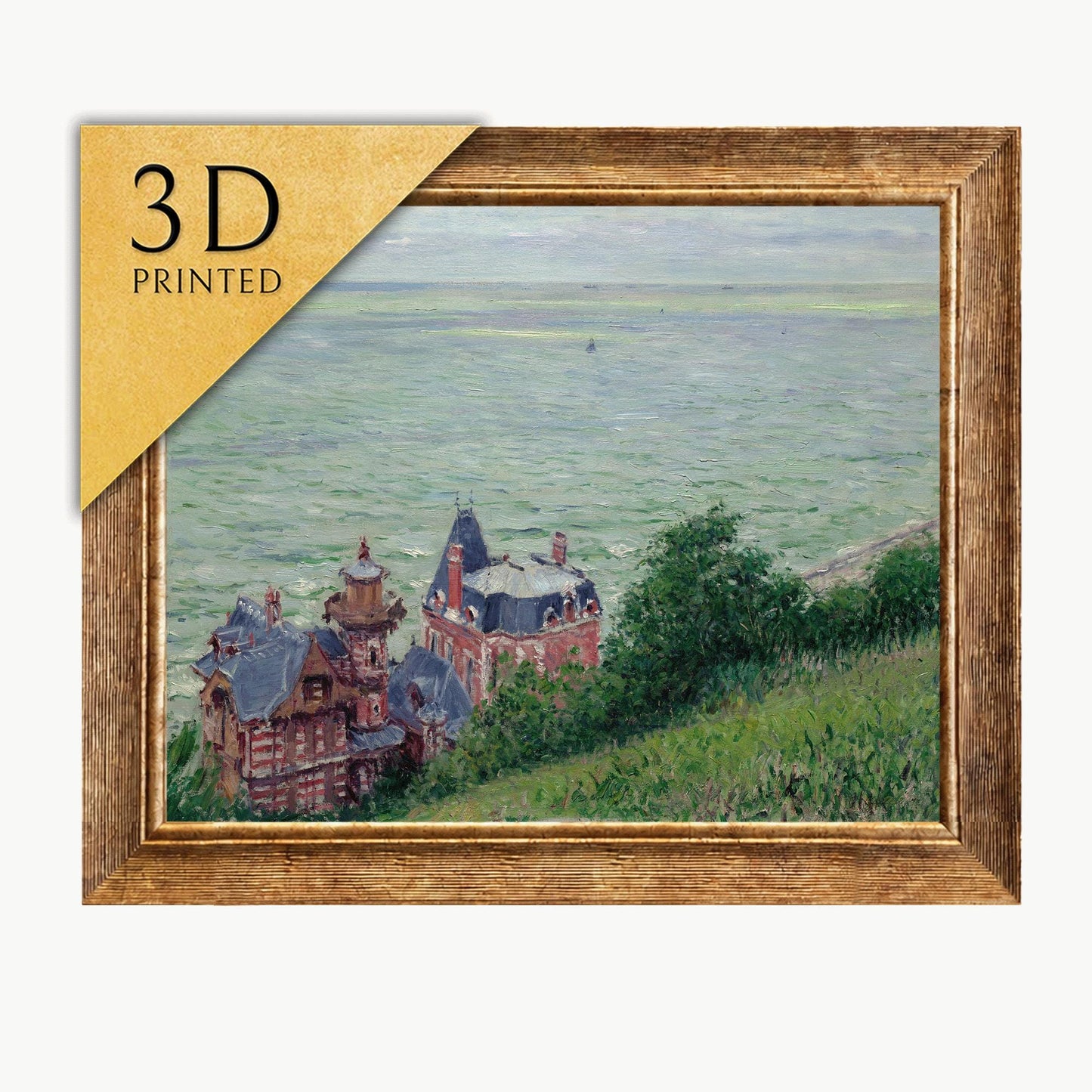 Caillebotte Villas at Trouville: 3D Textured Impressionist Print