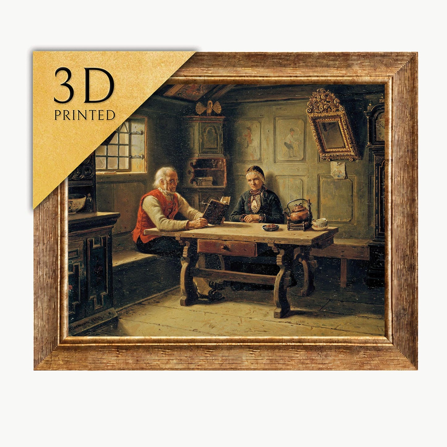 Adolph Tidemand 3D Print: Old Age Solitude Textured Painting