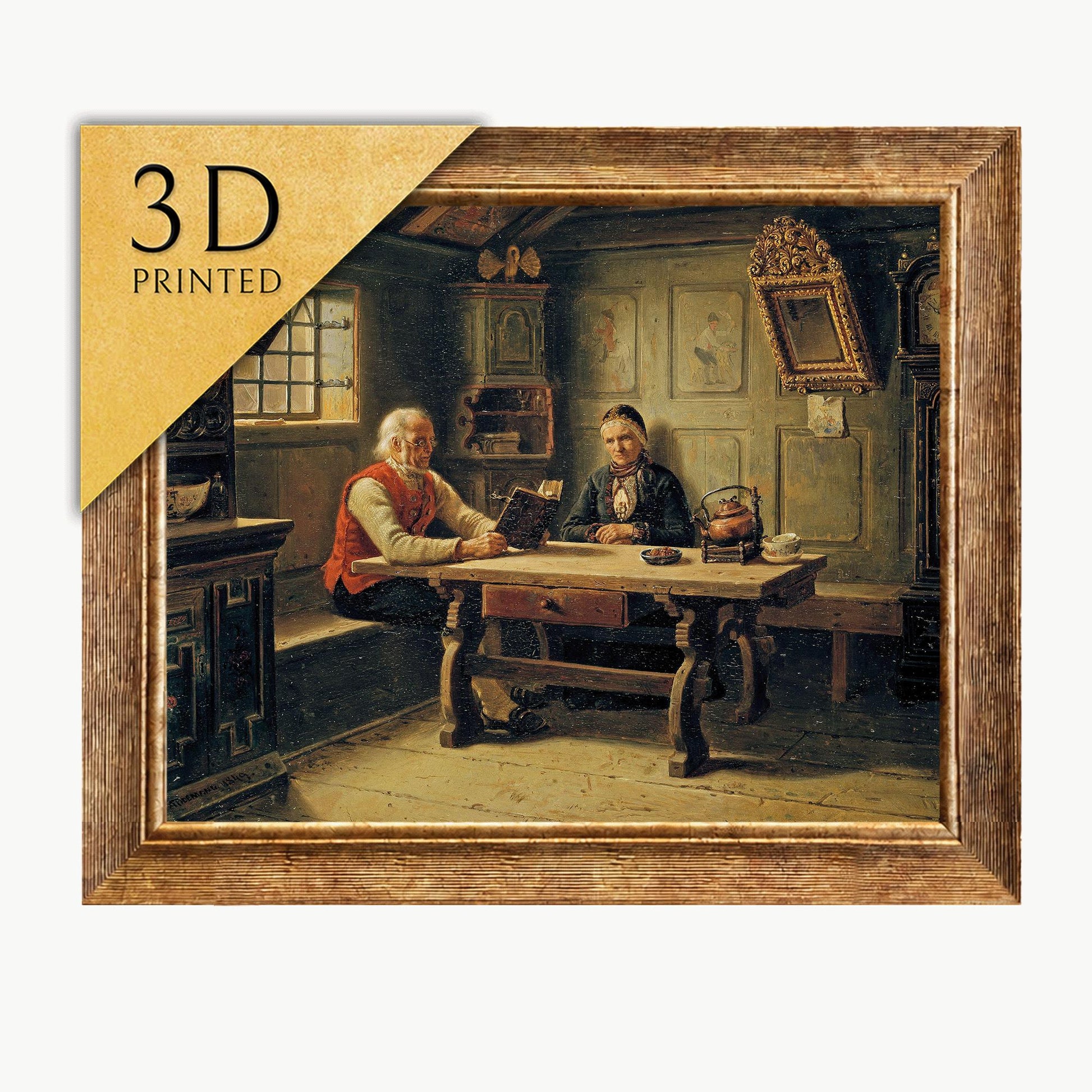 Adolph Tidemand 3D Print: Old Age Solitude Textured Painting