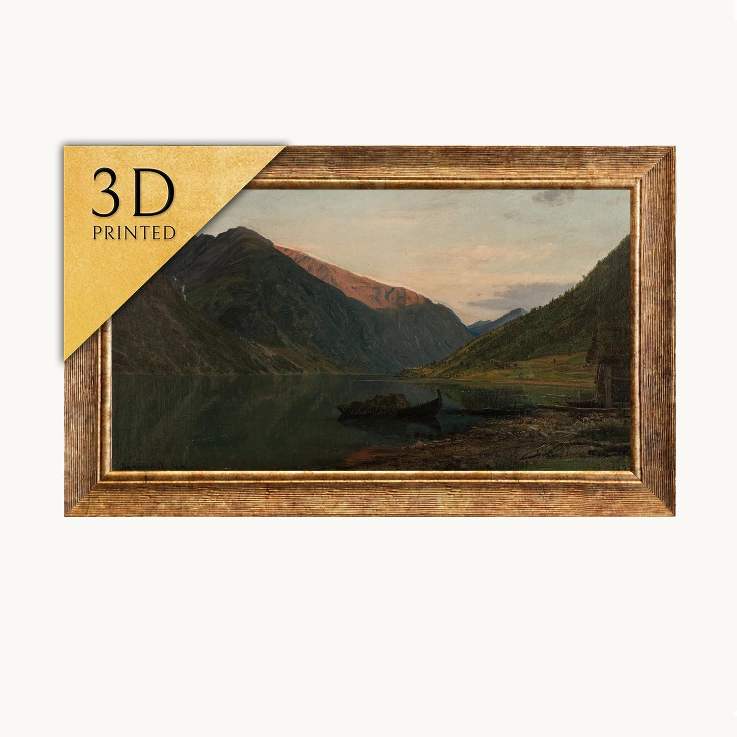 Amaldus Nielsen Painting: Fjærland Norway Landscape, 3D Printed Texture