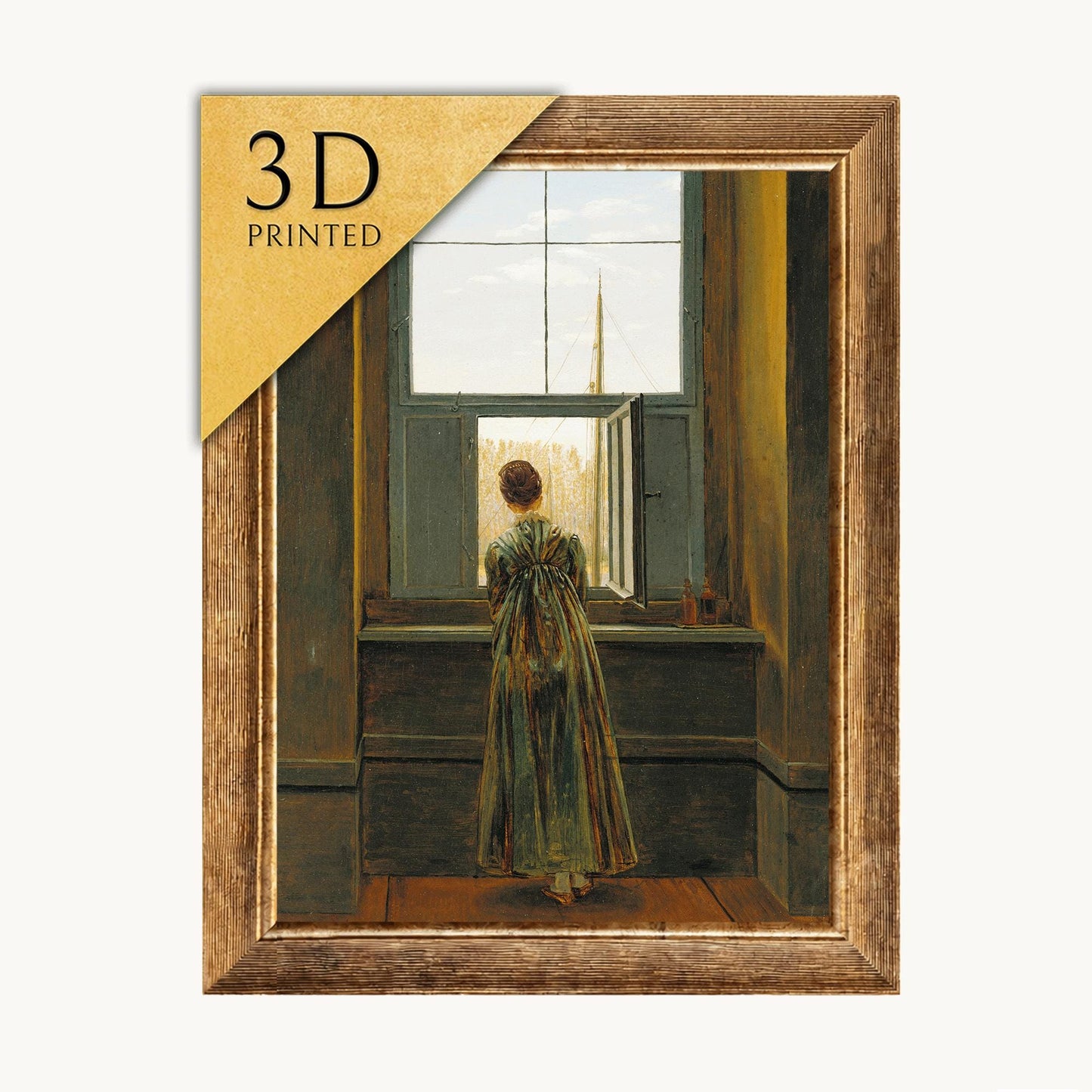 Caspar David Friedrich - Woman at a Window: 3D Textured Print