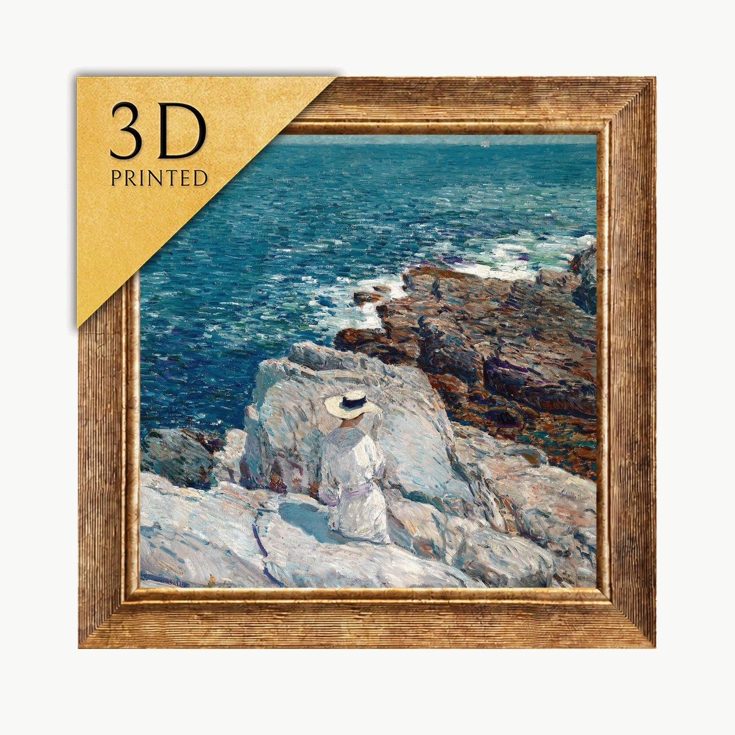 The South Ledges Painting: 3D Textured Print, Appledore Coastal Art