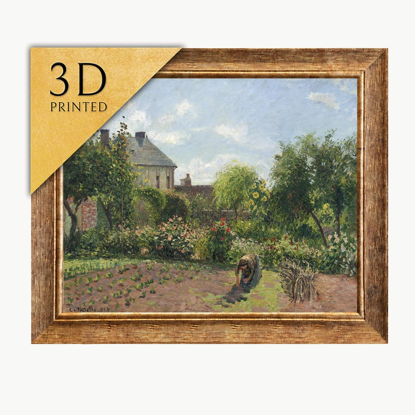 Pissarro 'Artist’s Garden at Eragny' 3D Print: Textured Impressionist Art