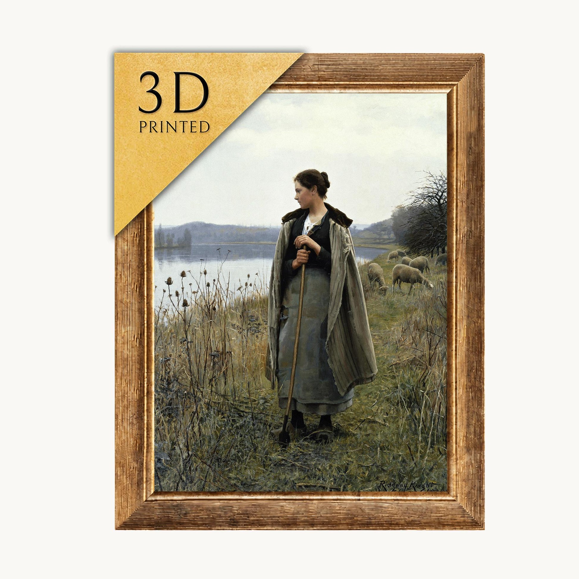 3D Printed 'Shepherdess Of Rolleboise' Textured Oil Painting