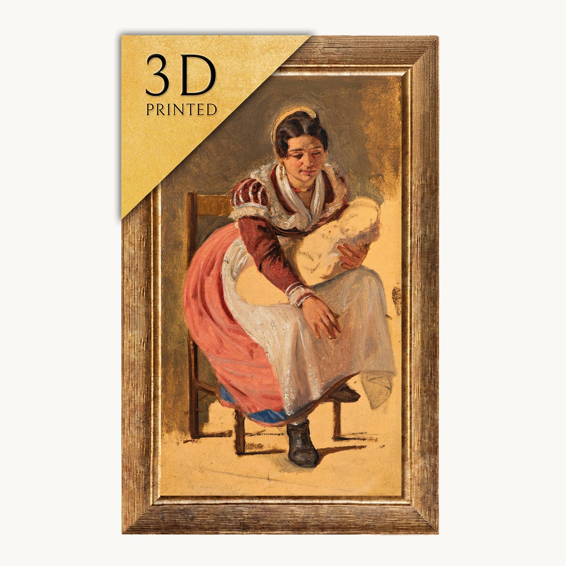 Wilhelm Marstrand Painting: Roman Woman with Child, 3D Textured Print