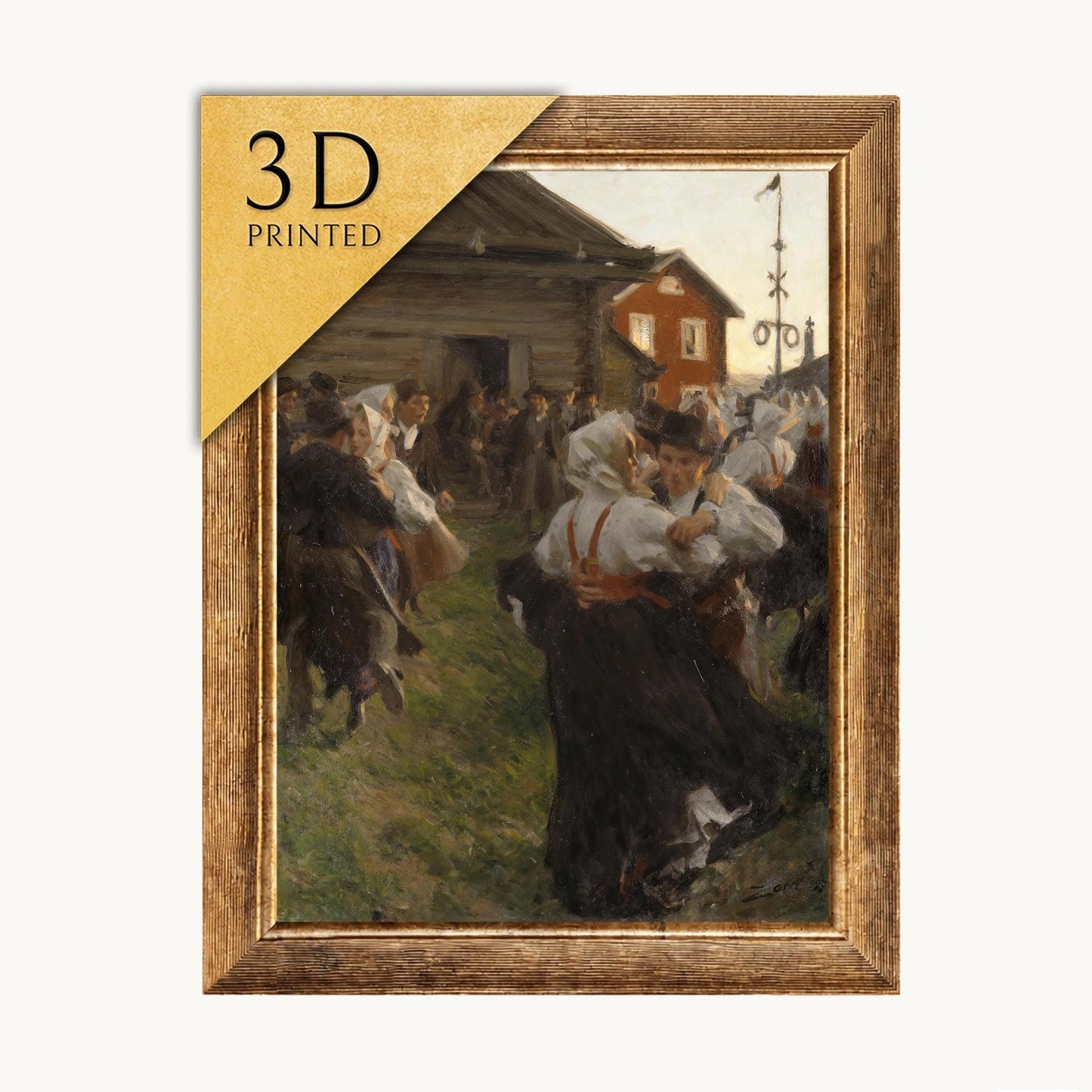 Anders Zorn Midsummer Dance 3D Print: Textured Oil Painting Reproduction