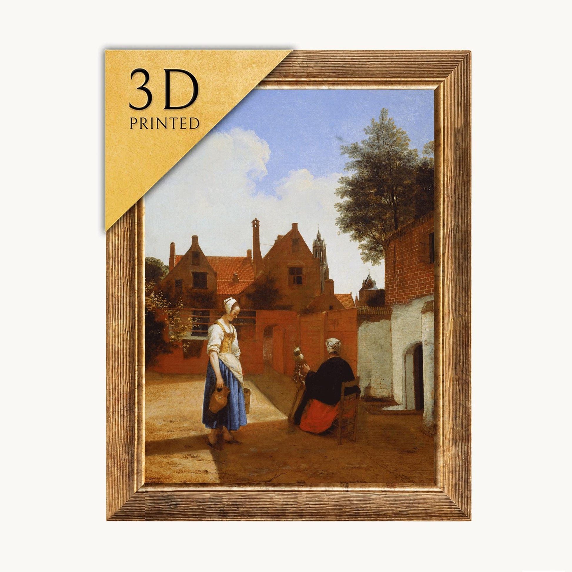 Pieter de Hooch Print: Courtyard in Delft, 3D Textured Art