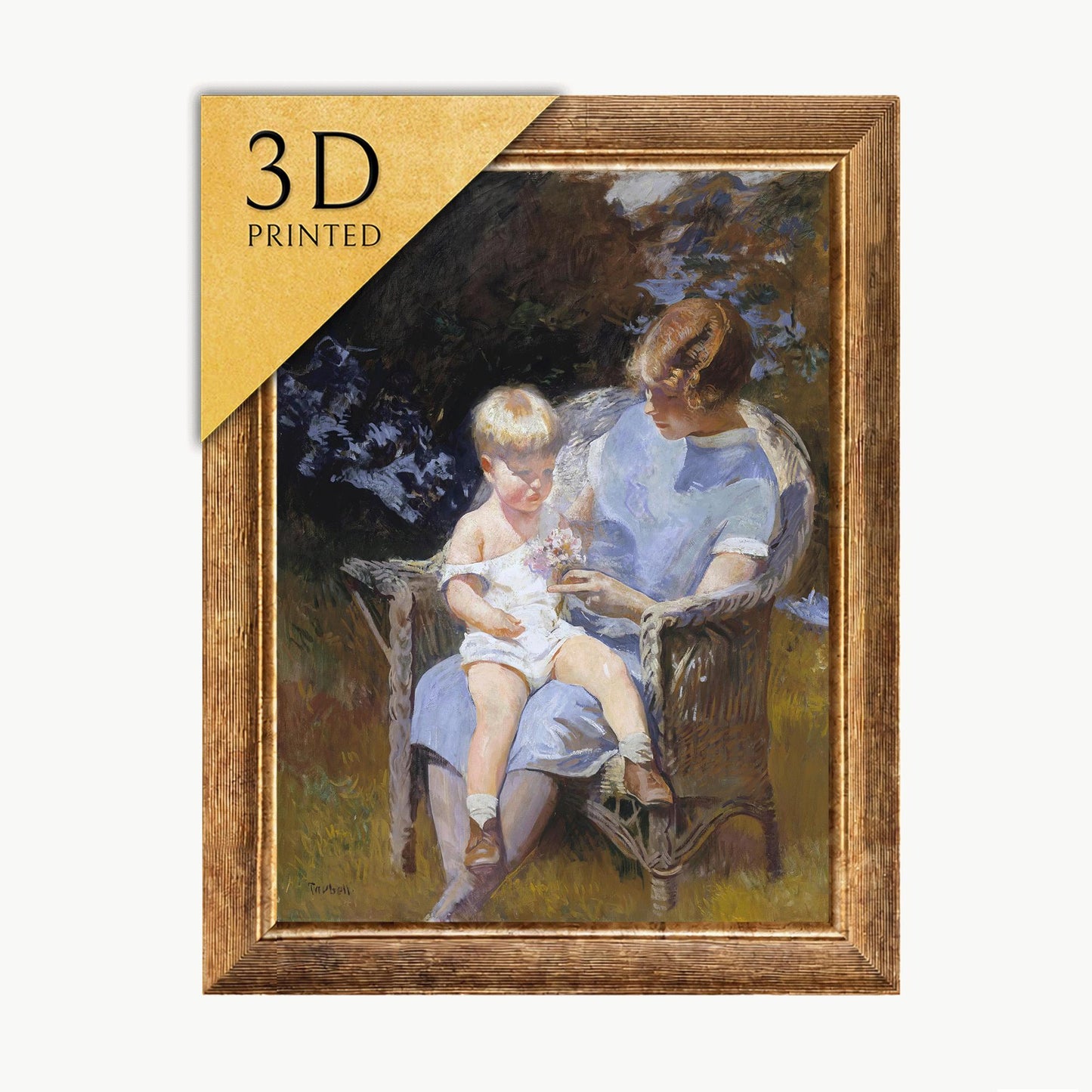 Edmund Tarbell Print: Marjorie and Little Edmund, 3D Textured Art