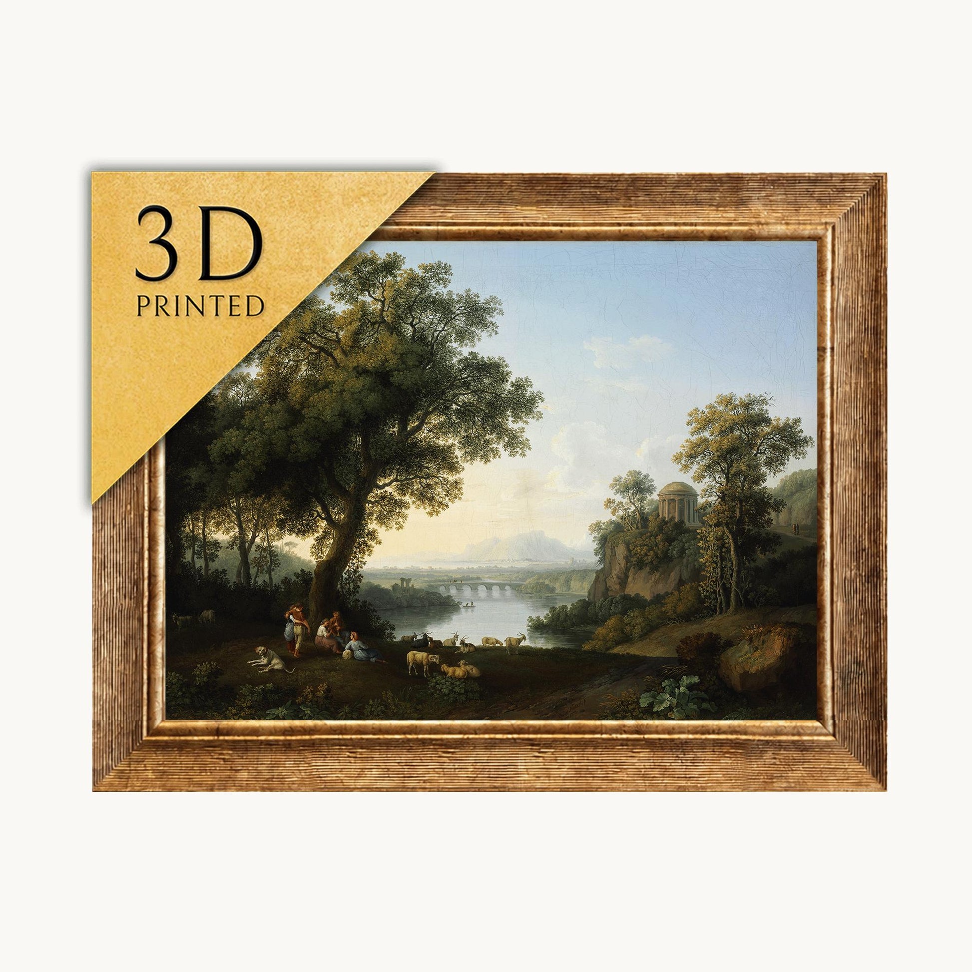 Jacob Philipp Hackert Riverside Landscape: 3D Textured Art Print