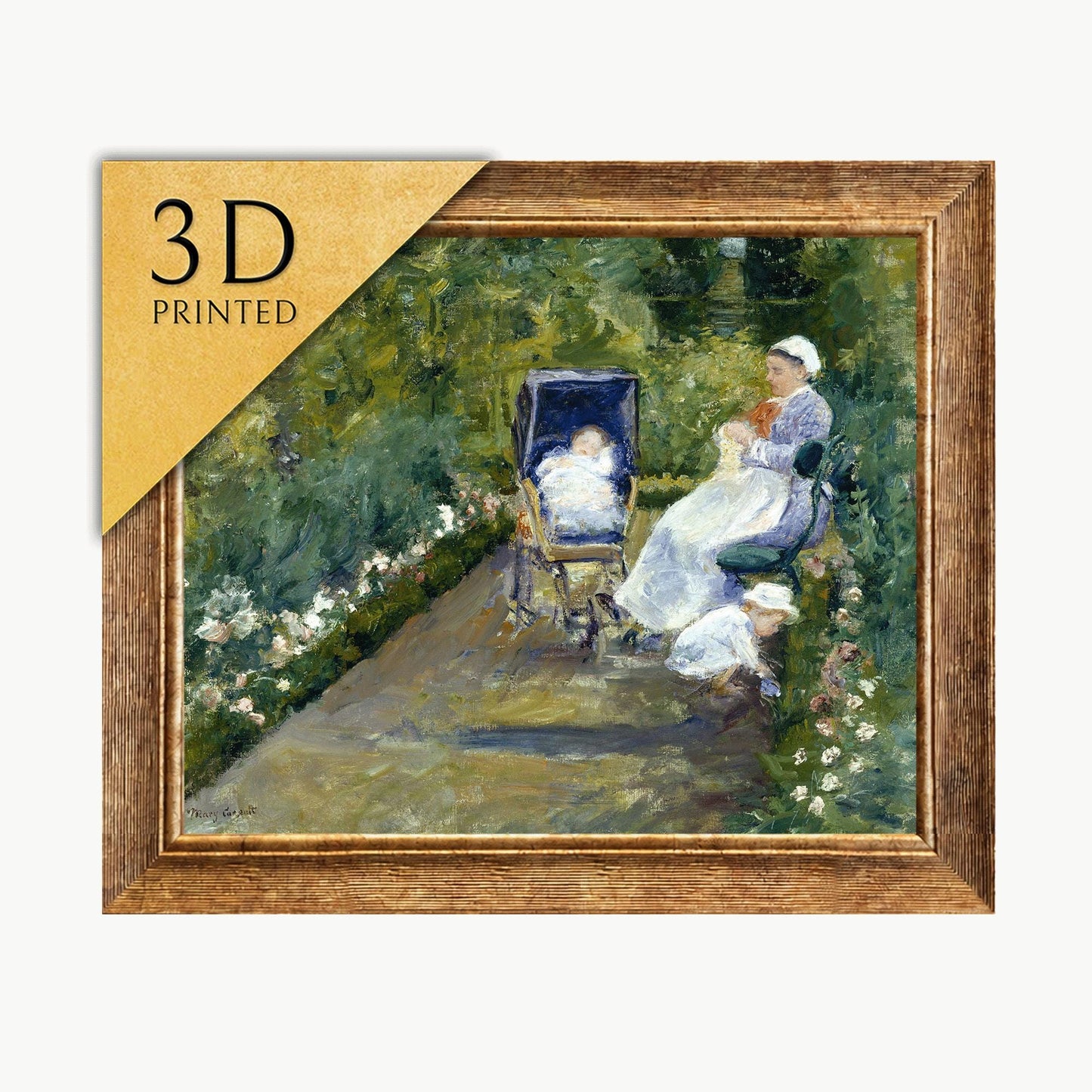 Mary Cassatt Print: Children in a Garden, 3D Textured Art