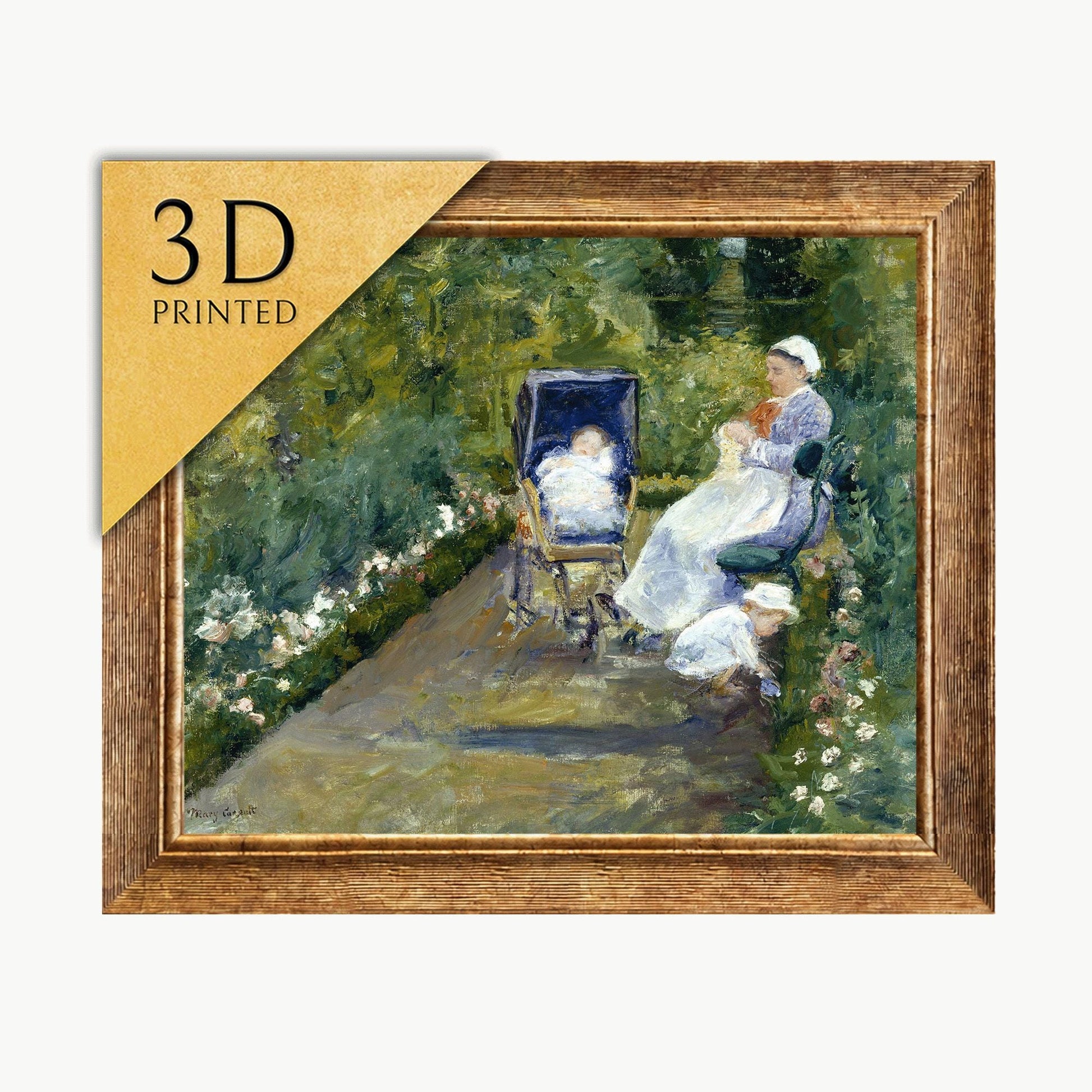 Mary Cassatt Print: Children in a Garden, 3D Textured Art